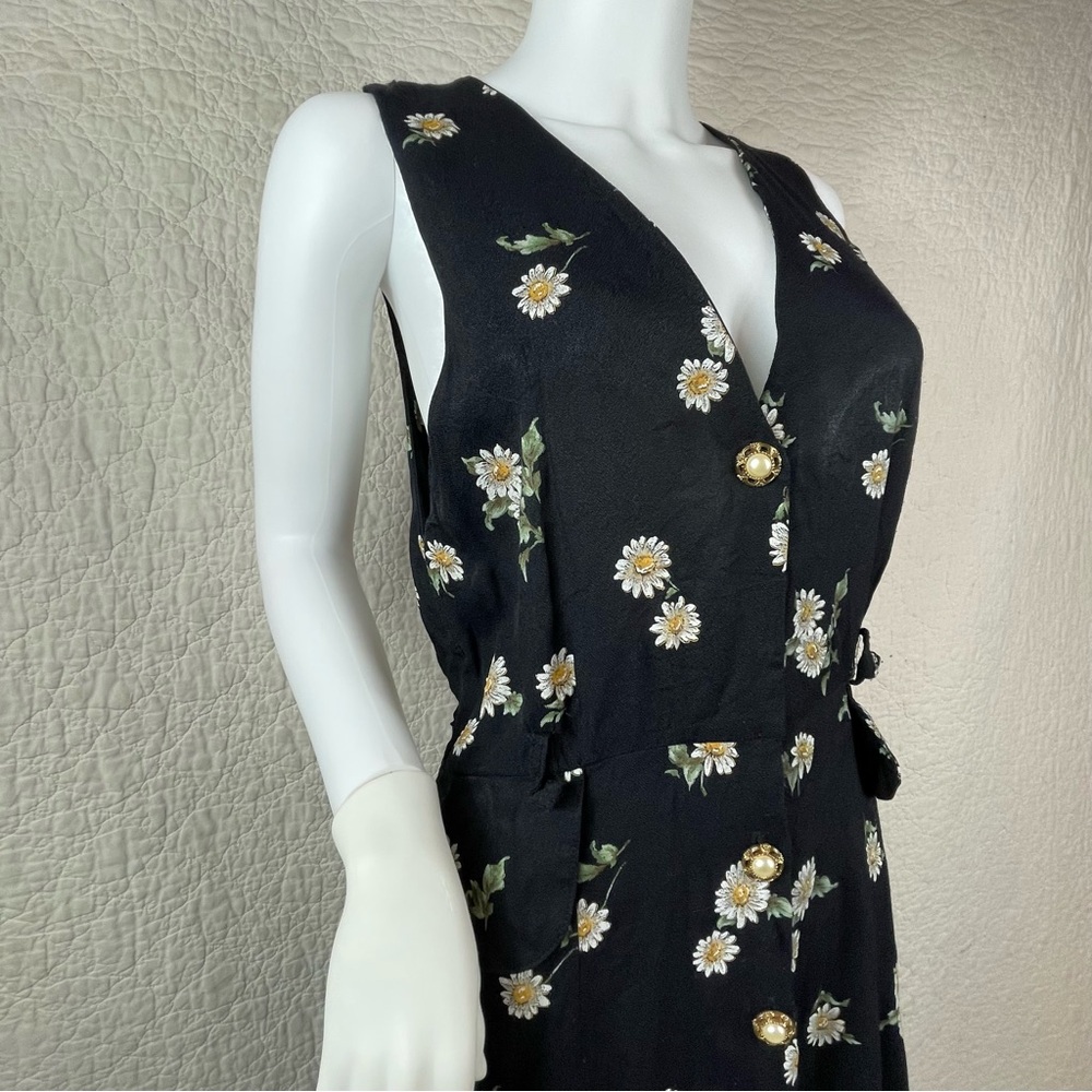 🔥Vintage SL Fashion Floral Sleeveless Midi Dress S/M - Picture 3 of 13